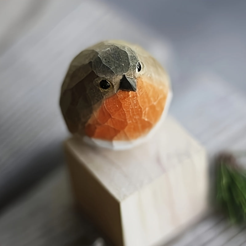 Handgeschnitzte Rotkehlchen-Figur aus Holz -    Zorenza