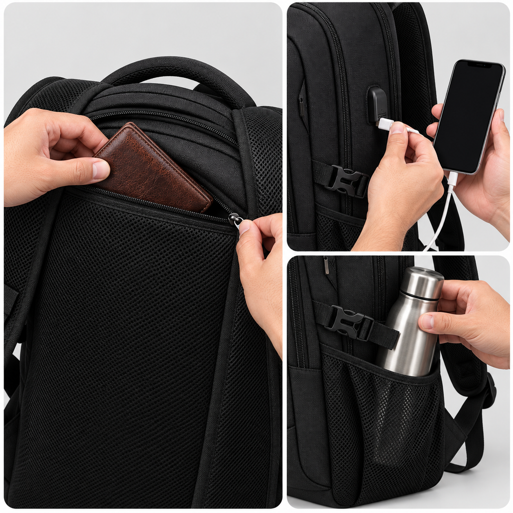 Laptoprucksack Wasserdicht mit USB-Anschluss -    Zorenza