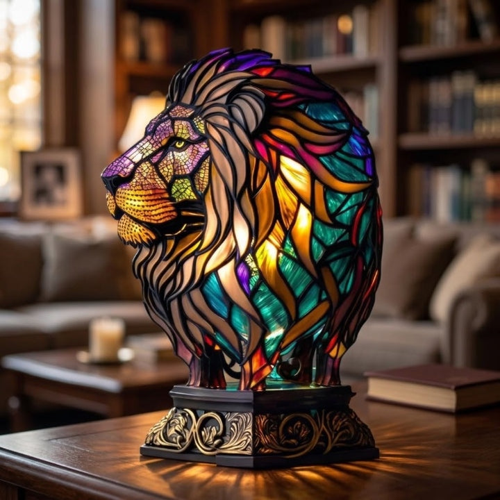 Tierlampe im Tiffany-Stil aus Buntglas, 17 cm, USB-betrieben, 11 Motive -    Zorenza