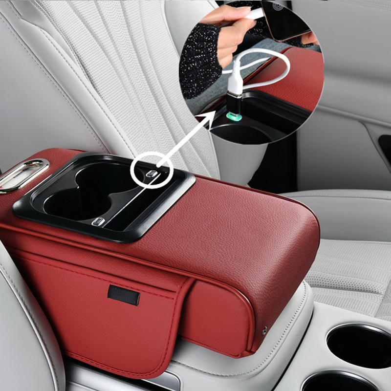 Auto-Mittelarmlehne mit USB-Ladefunktion – Getränkehalter & Stauraum Zorenza