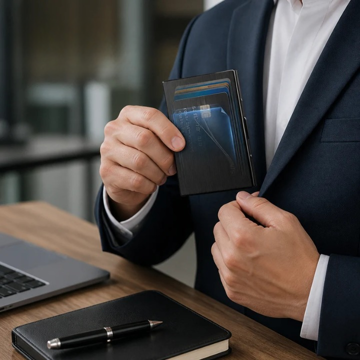 Kartenetui Edelstahl mit RFID-Schutz -    Zorenza