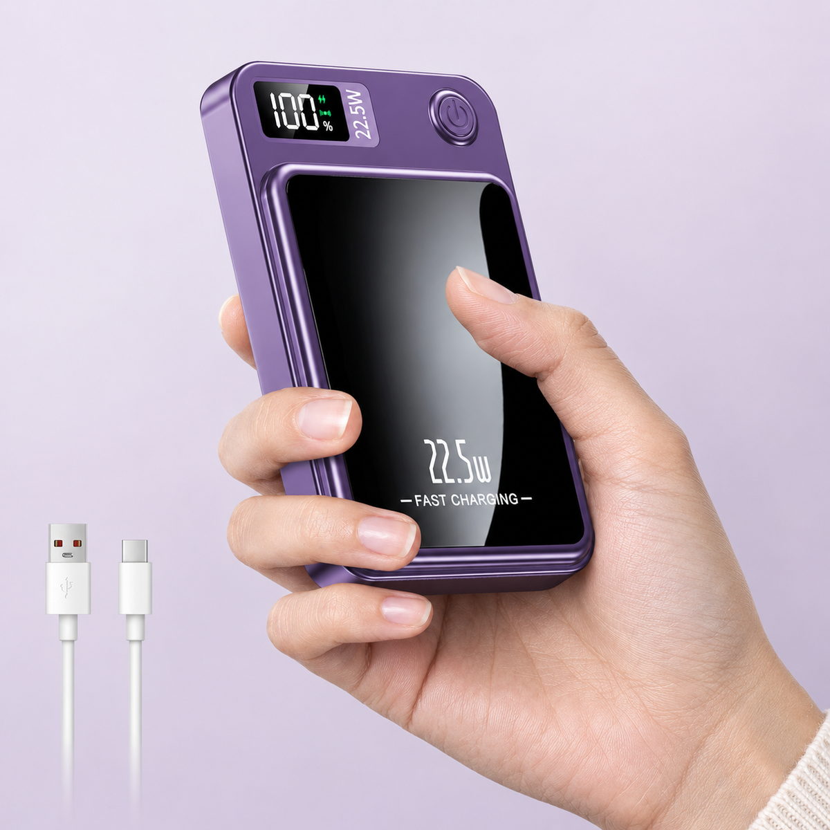 Powerbank mit kabellosem Laden und LED-Anzeige -    Zorenza