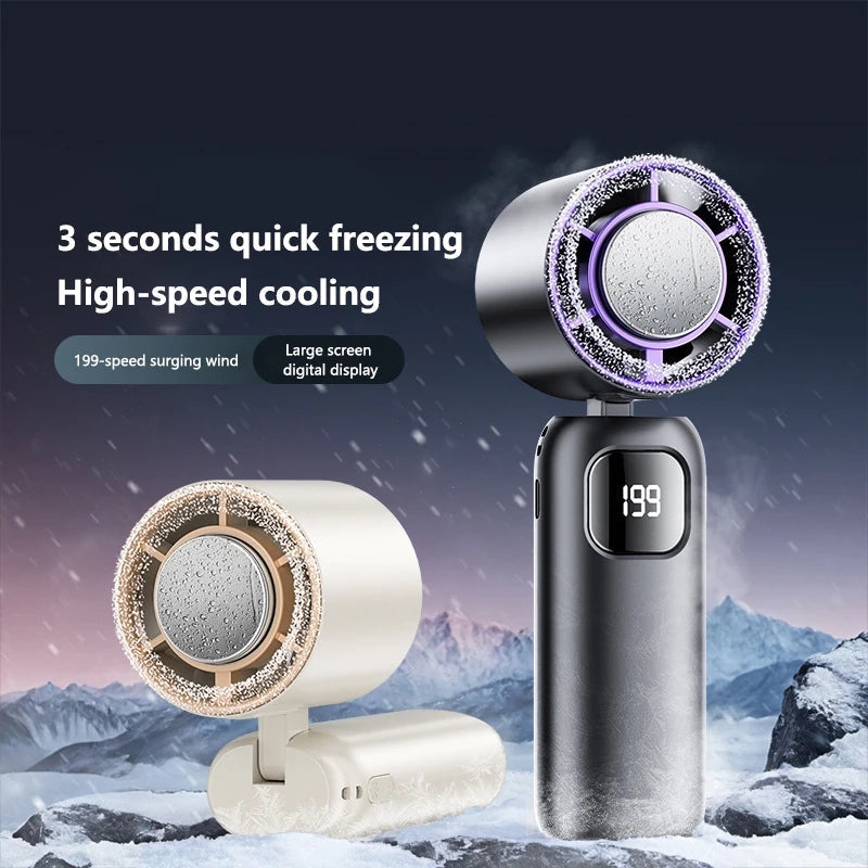 Turbo-Handventilator mit Eis-Kühlfunktion und LED-Display -    Zorenza