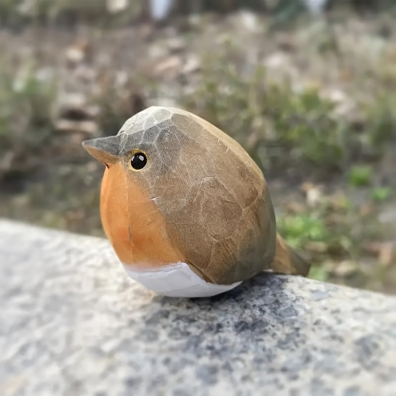 Handgeschnitzte Rotkehlchen-Figur aus Holz -    Zorenza