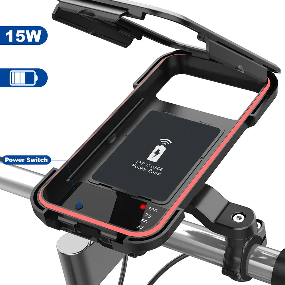 Fahrrad-Handyhalter wasserdicht mit kabelloser Ladefunktion -    Zorenza