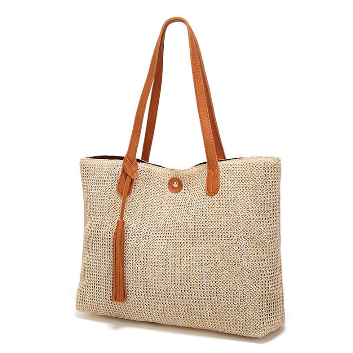 Strandtasche mit Lederhenkel und Quaste -    Zorenza