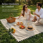 Picknickdecke mit Boho-Muster und Fransen – Polyester -    Zorenza