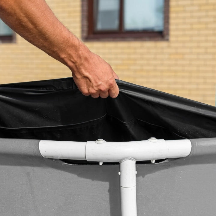 Poolabdeckung Oxford-Gewebe schwarz wetterfest mit Zugkabel -    Zorenza