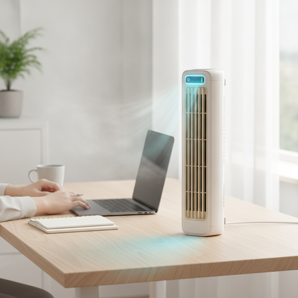 Tischventilator USB wiederaufladbar mit LED-Beleuchtung — technical_before_after.with_card_image