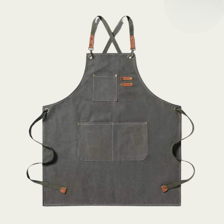 Canvas-Arbeitsschürze mit Kreuzträgern und mehreren Taschen Zorenza