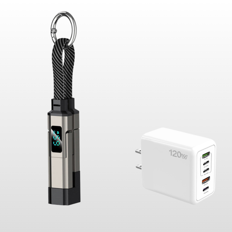 Ladekabel 4-in-1 mit Digital-Display und Schlüsselanhänger -    Zorenza