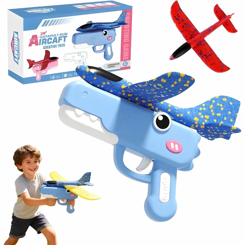 Flugzeug-Abschussgerät Dino mit Schaumstoff-Flugzeug -    Zorenza
