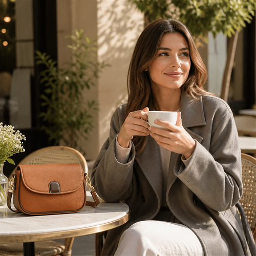 Crossbody-Tasche aus weichem Leder mit Magnetverschluss -    Zorenza