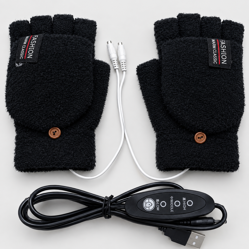 USB Heizhandschuhe Strick mit 3 Wärmestufen -    Zorenza