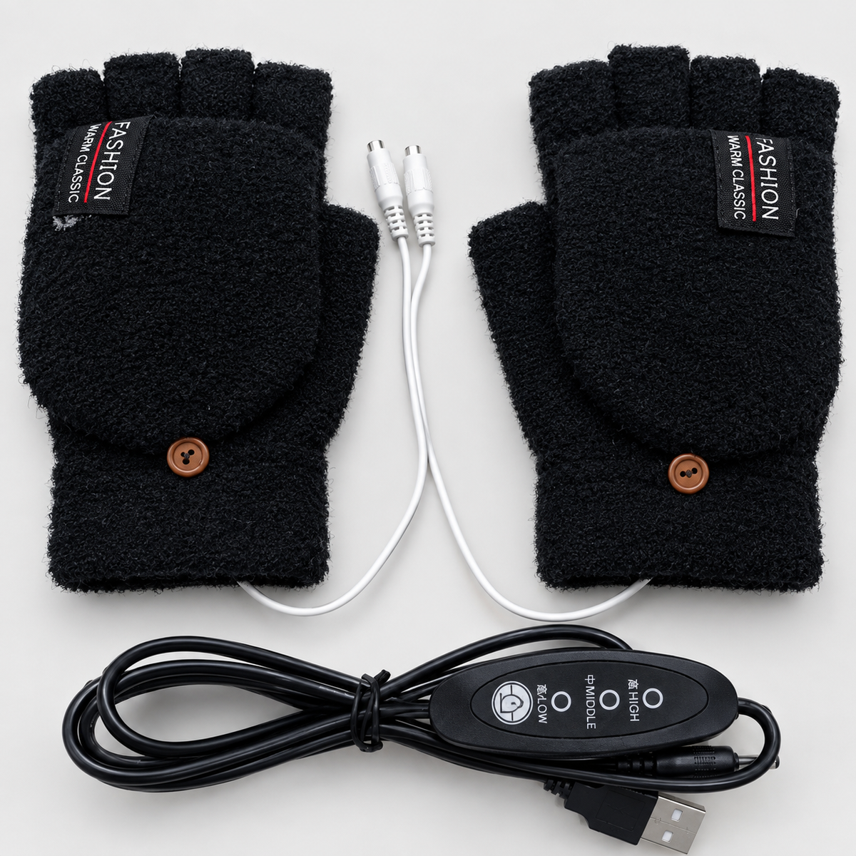 USB Heizhandschuhe Strick mit 3 Wärmestufen -    Zorenza