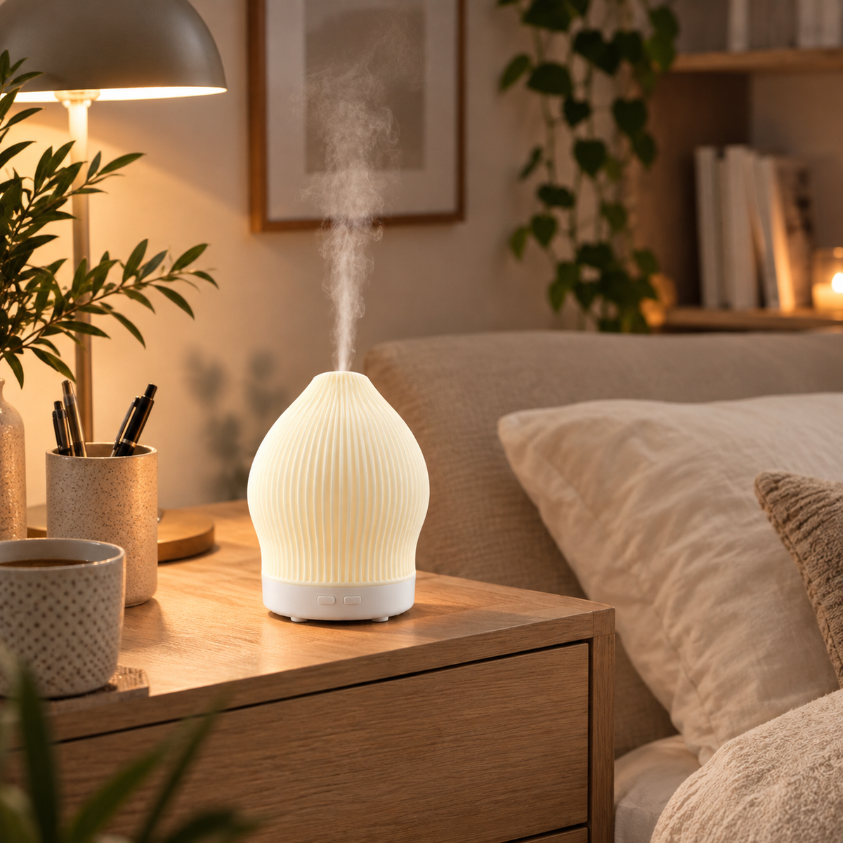 Aroma-Diffusor Glas Rosenquarz-Optik mit Nano-Nebel und Lichtstimmung -    Zorenza