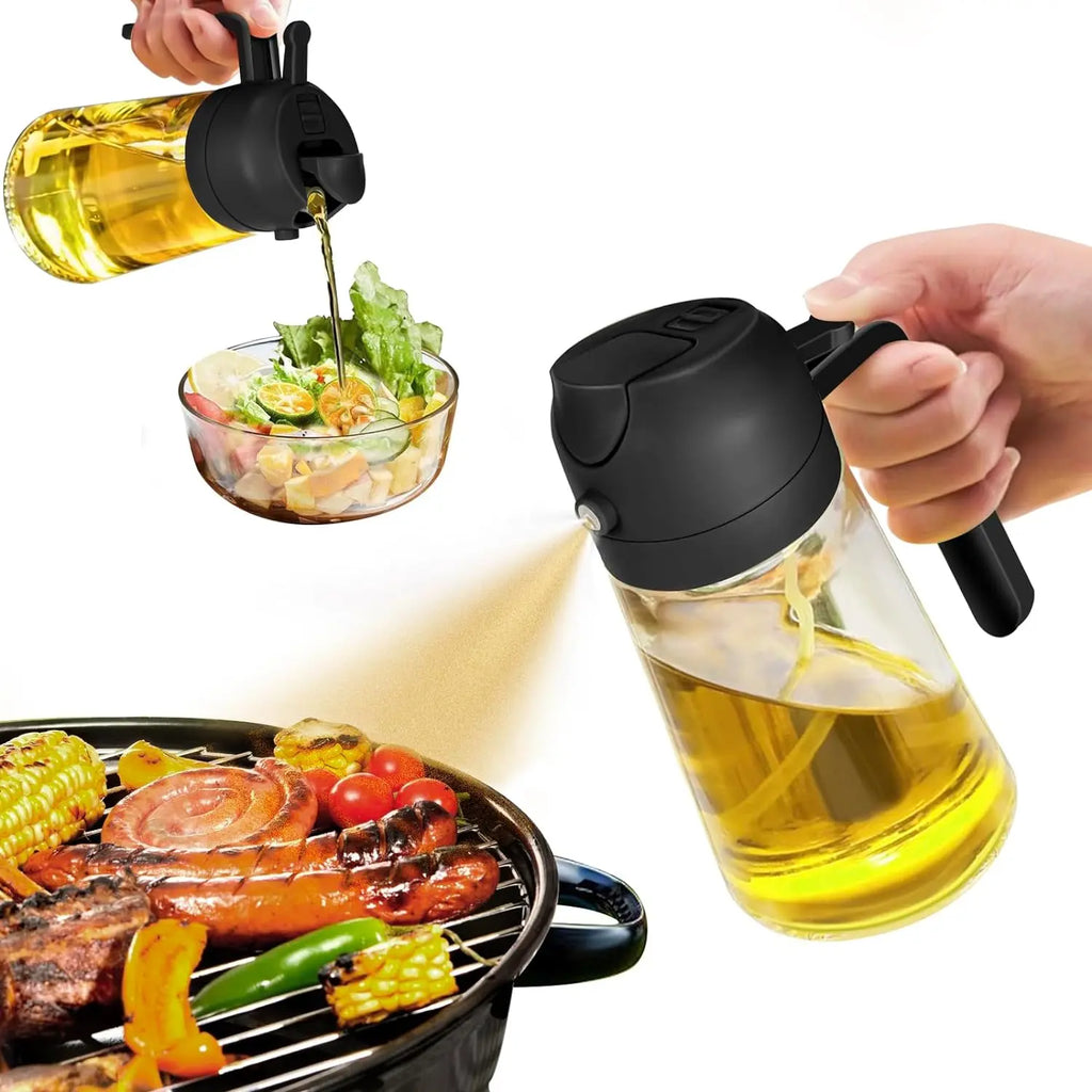 2-in-1 Ölsprühflasche & Ausgießer – 470 ml Glas Zorenza