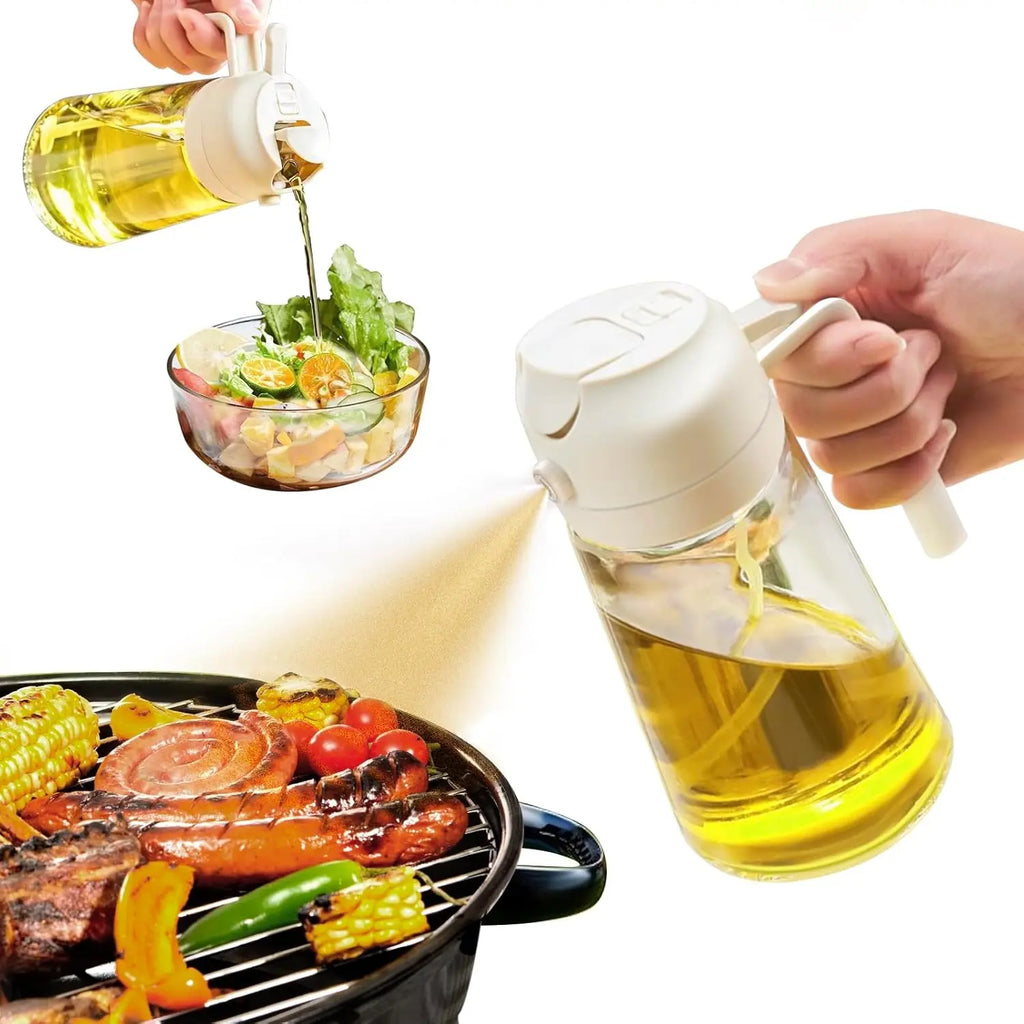 2-in-1 Ölsprühflasche & Ausgießer – 470 ml Glas Zorenza