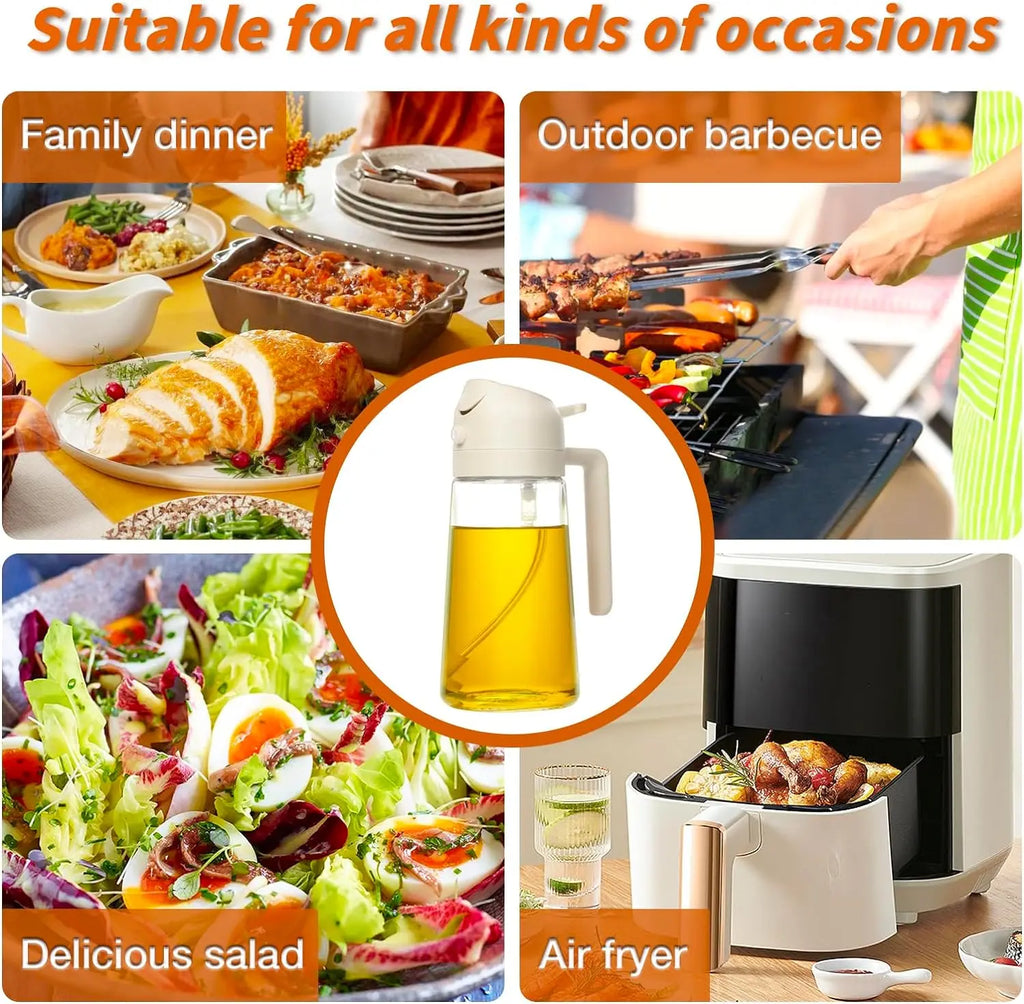 2-in-1 Ölsprühflasche & Ausgießer – 470 ml Glas Zorenza