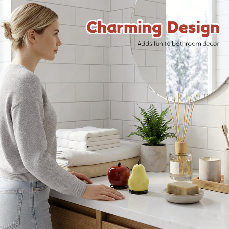 Zahnseide-Organizer mit Deckel – Apfel und Birne Design -    Zorenza