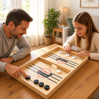 Puckspiel Holz mit Gummizug für Familienspaß -    Zorenza