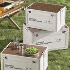 Faltbare Aufbewahrungsbox mit Holzdeckel für Camping -    Zorenza