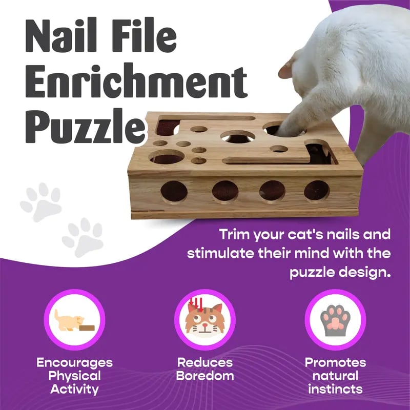 Katzen-Kratzpuzzle aus Eichenholz mit Nagelfeile-Funktion -    Zorenza