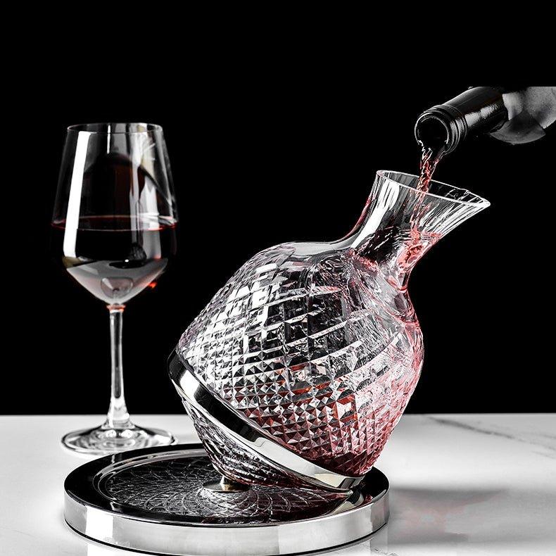 Weinkaraffe mit 360° Drehfunktion aus Kristallglas -    Zorenza