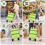 Falttasche mit Rollen – Einkaufstrolley und Schultertasche -    Zorenza