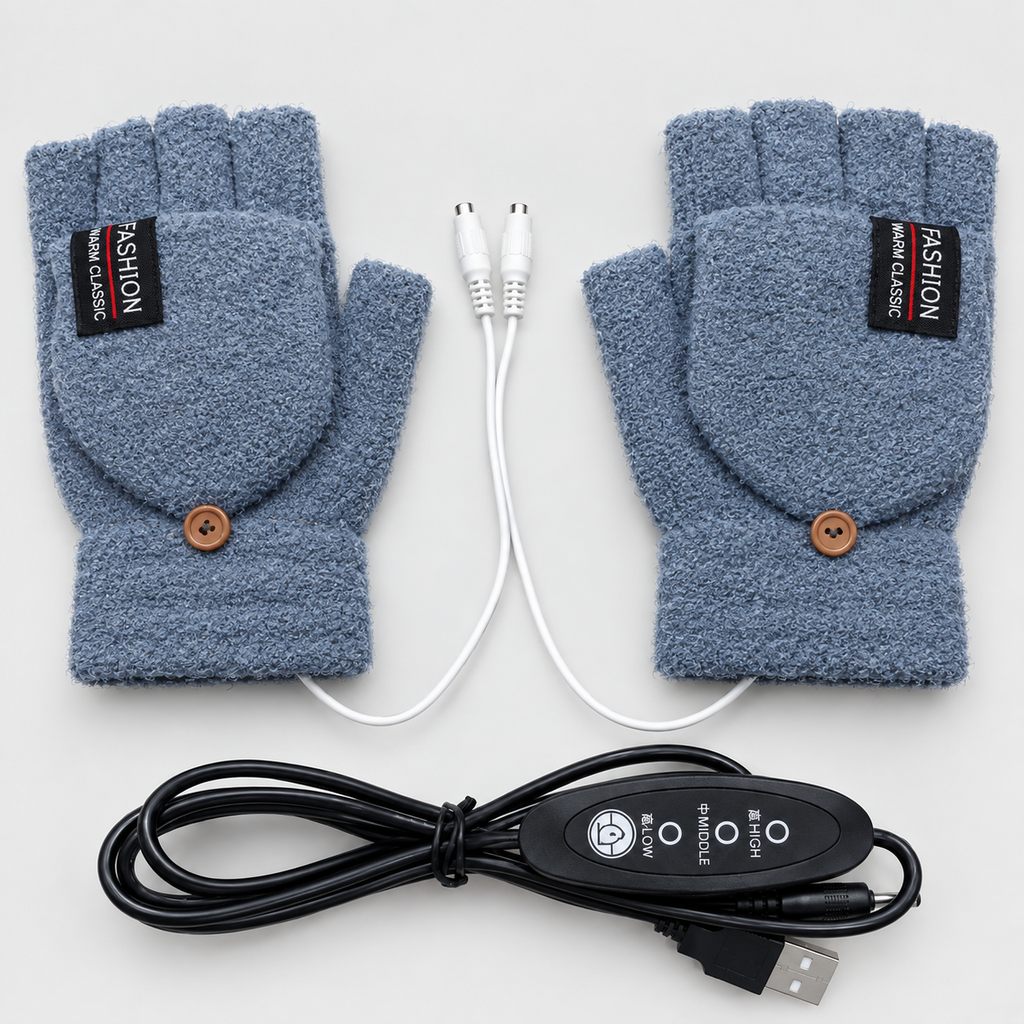 USB Heizhandschuhe Strick mit 3 Wärmestufen -    Zorenza