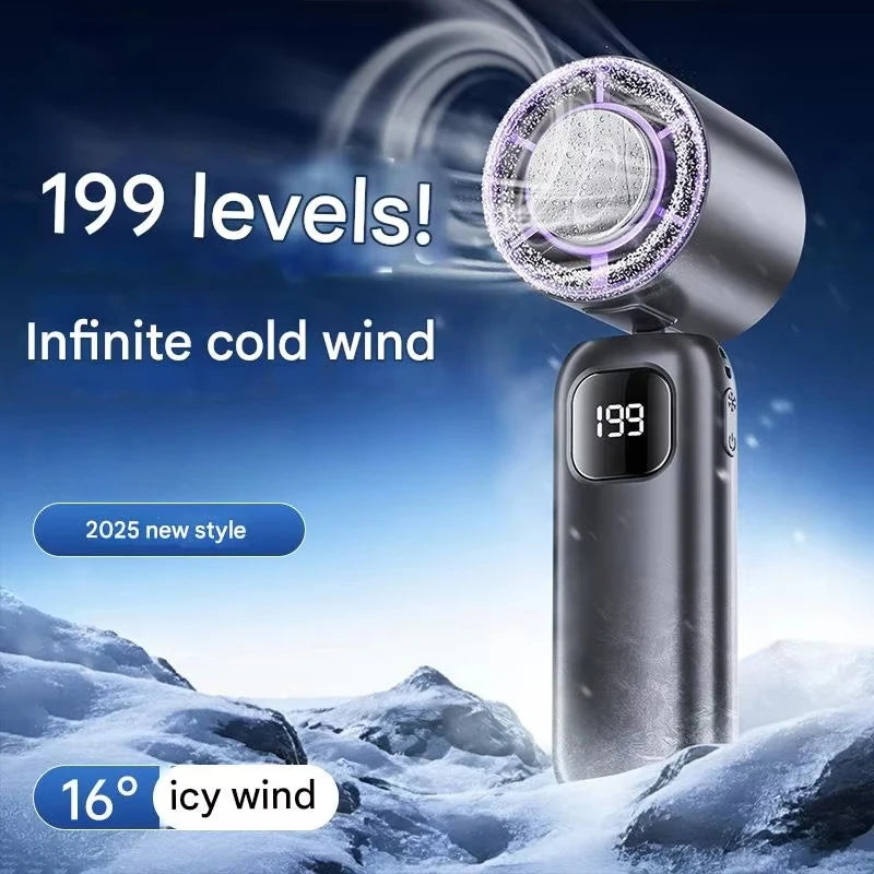 Turbo-Handventilator mit Eis-Kühlfunktion und LED-Display -    Zorenza