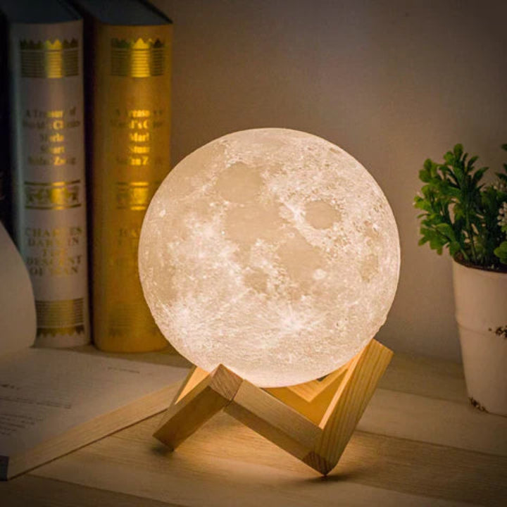 Mondlampe mit Touch-Steuerung und Holzständer -    Zorenza