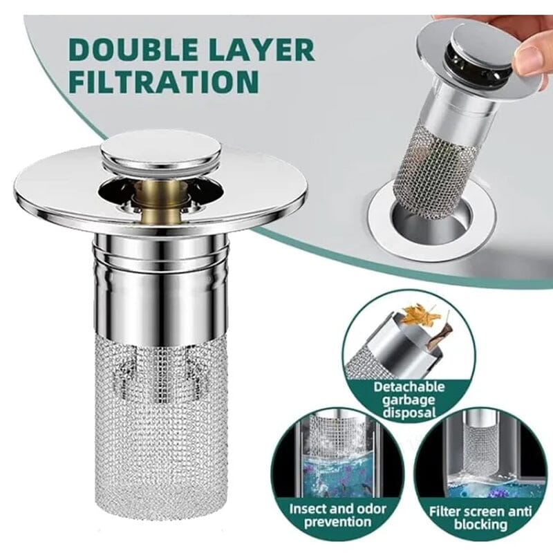 Abflussfilter Edelstahl mit Pop-up-Mechanismus -    Zorenza