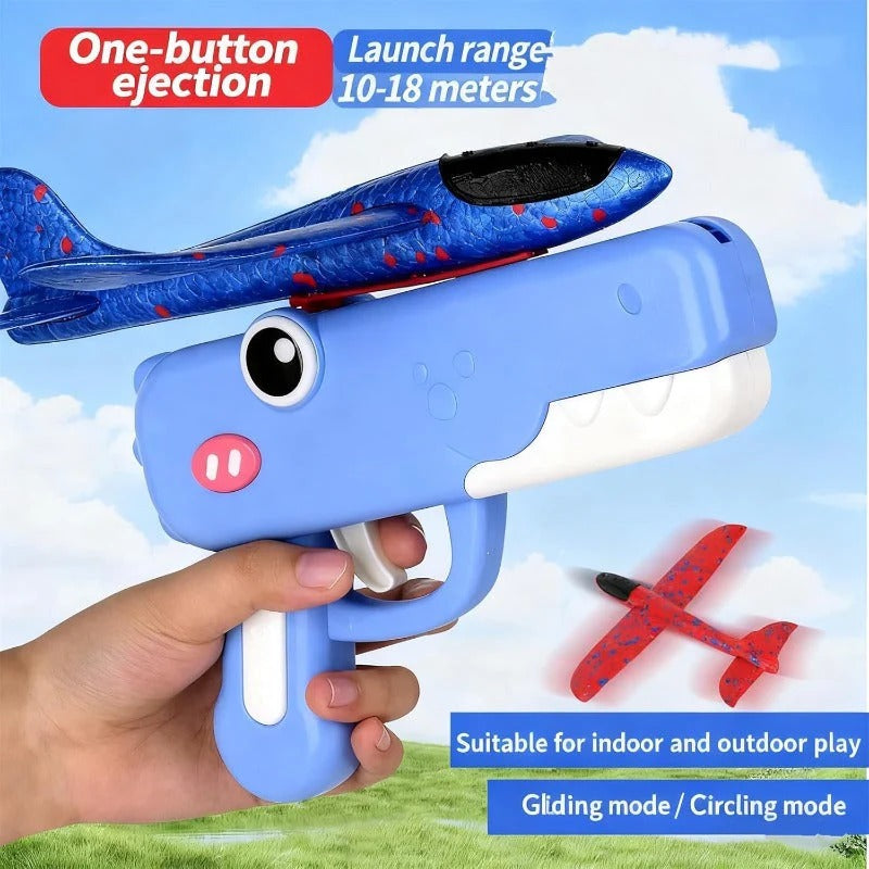 Flugzeug-Abschussgerät Dino mit Schaumstoff-Flugzeug -    Zorenza