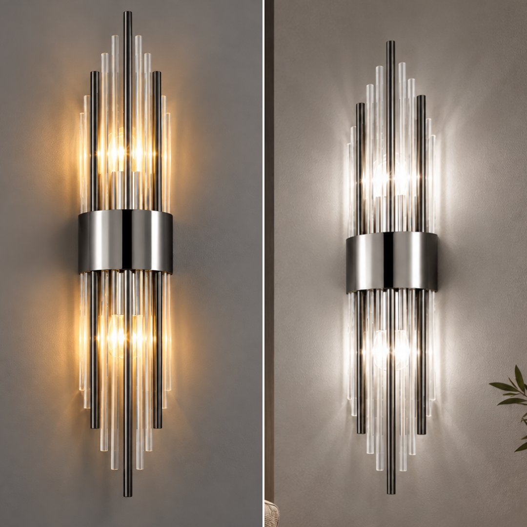 Kristall Wandlampe Edelstahl mit LED-Beleuchtung -    Zorenza