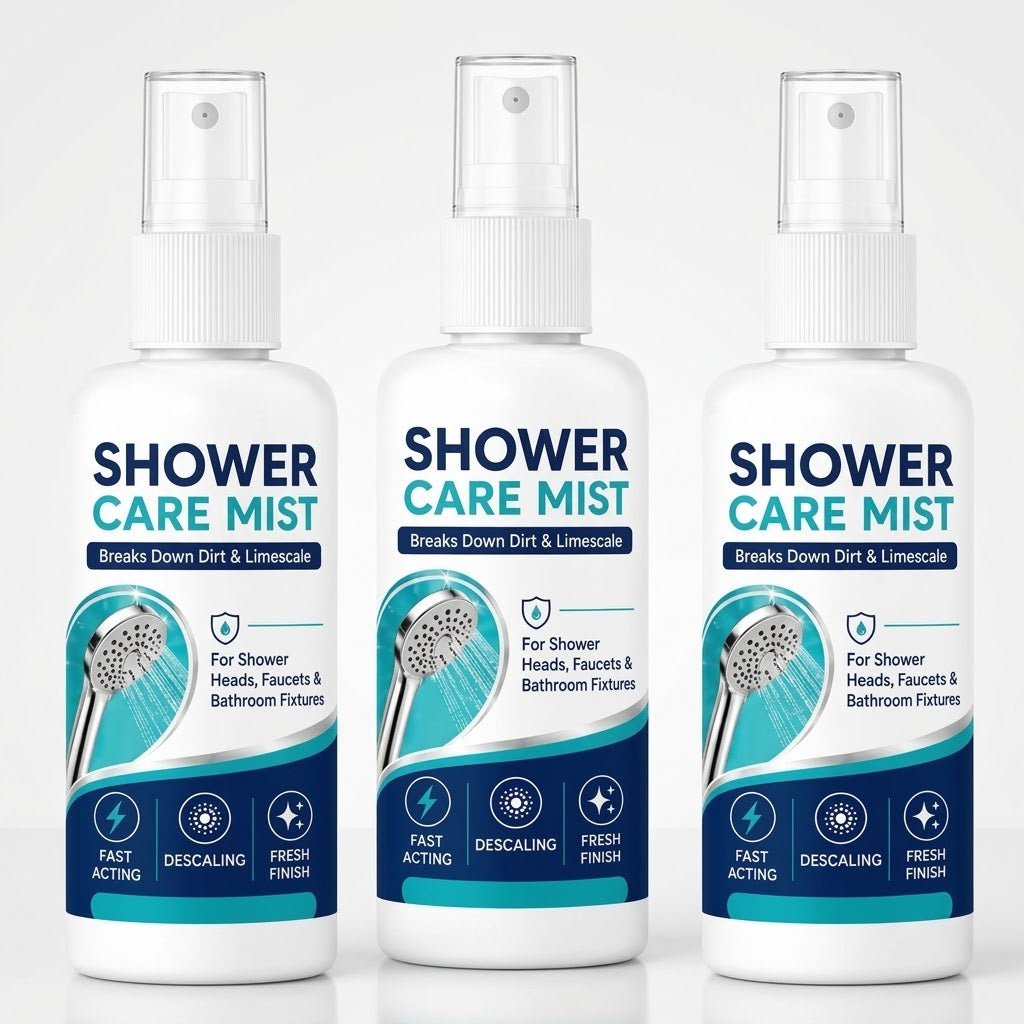 Kalkentferner-Spray für Duschkopf und Badezimmerarmaturen, 50 ml, mit Reinigungstuch -    Zorenza