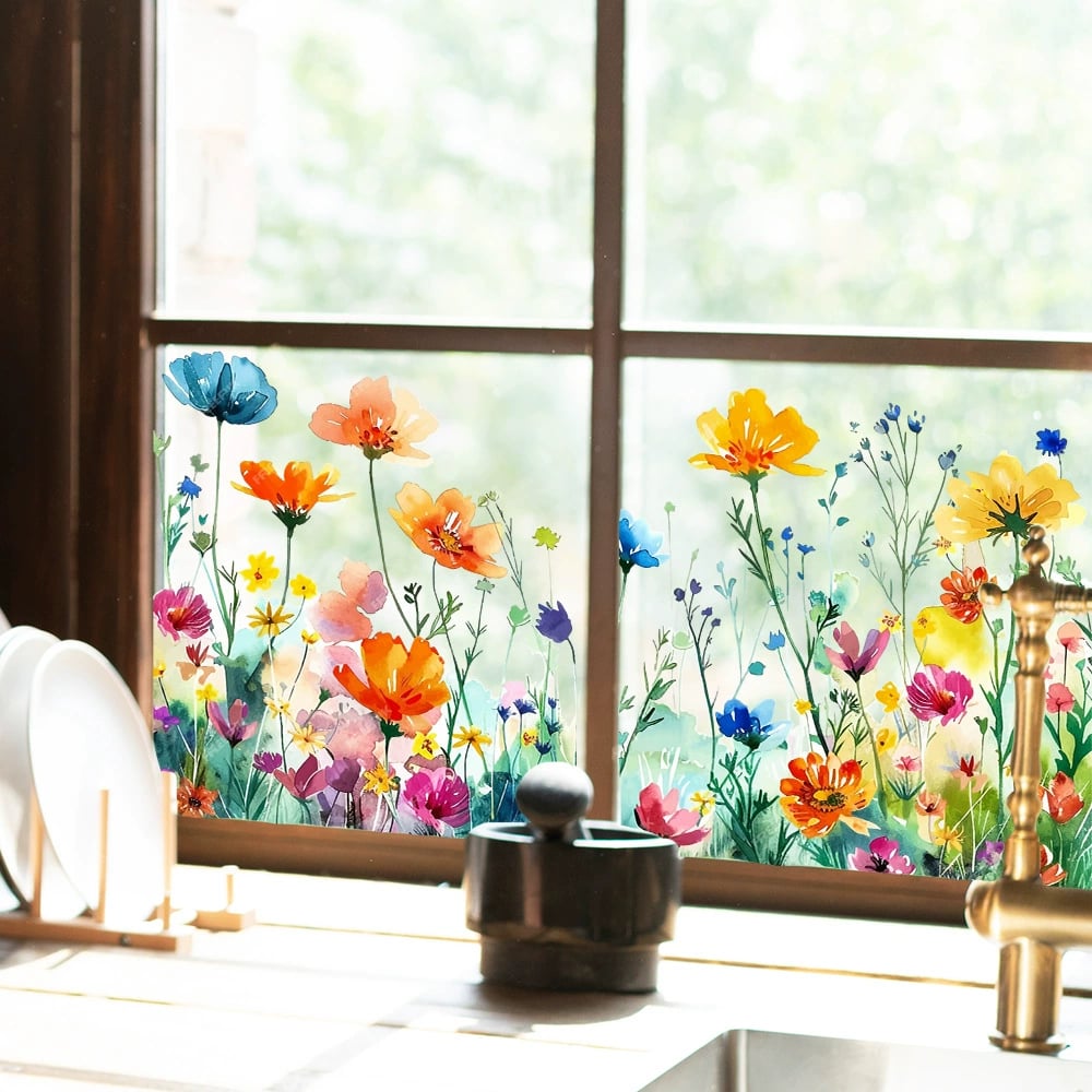 Fensteraufkleber mit Blumen- und Schmetterlingmotiven Zorenza