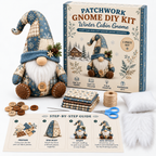 Patchwork-Wichtel Nähset – DIY Gnom zum Selbernähen, komplett mit Füllwatte & Plüschbart -    Zorenza