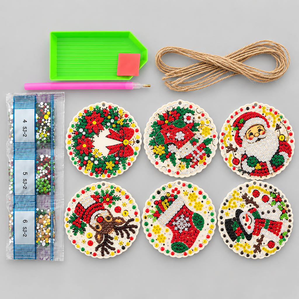 Diamond Painting Weihnachtsanhänger Set 6-teilig -    Zorenza