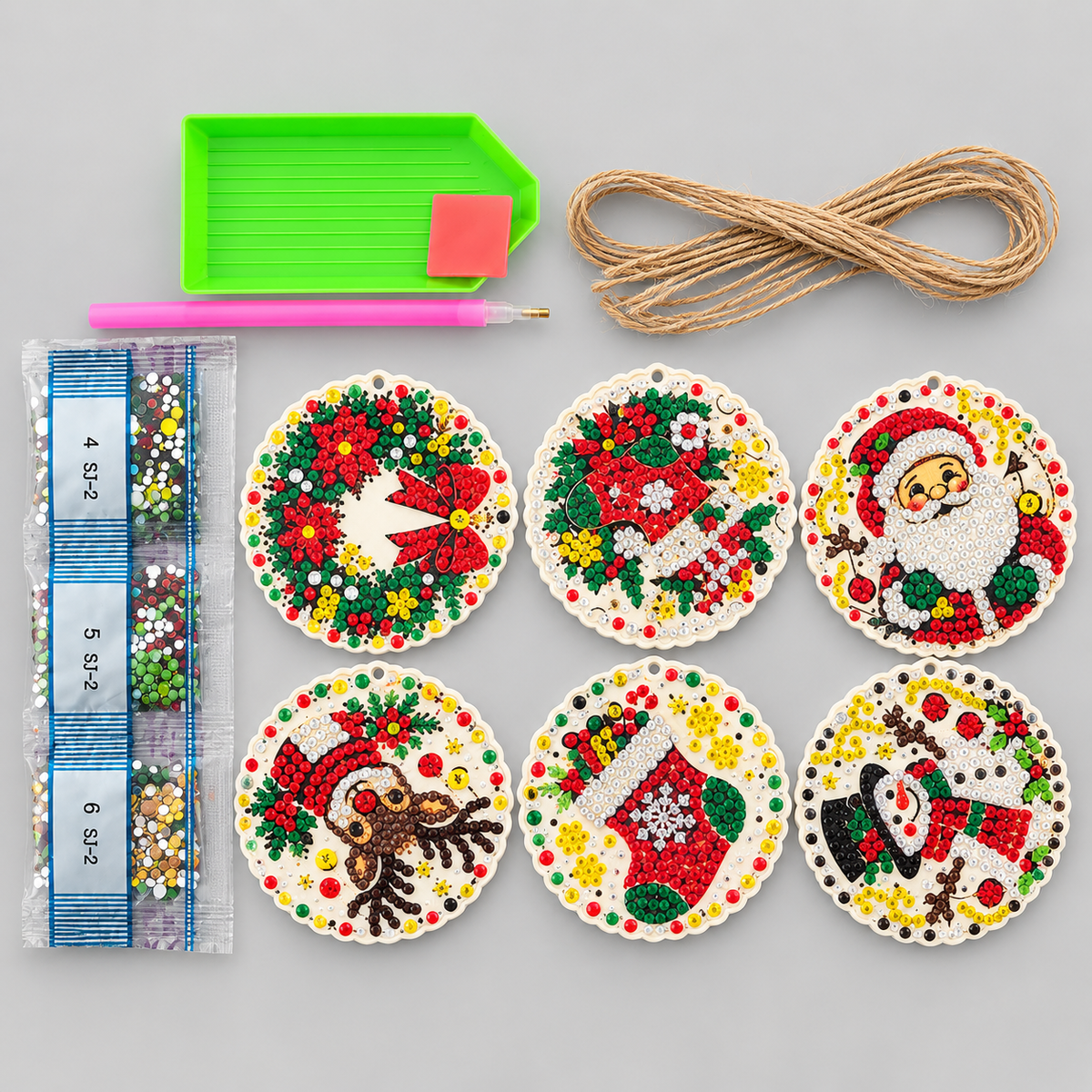 Diamond Painting Weihnachtsanhänger Set 6-teilig -    Zorenza