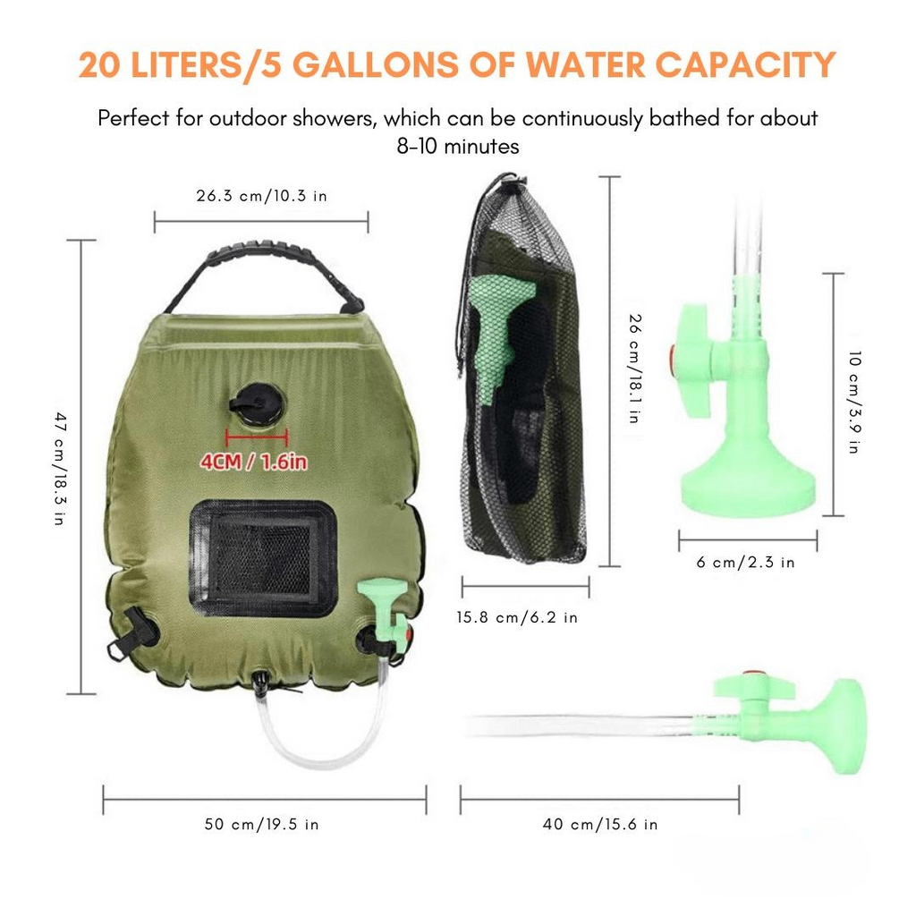 Solardusche faltbar 20 Liter mit Handpumpe -    Zorenza