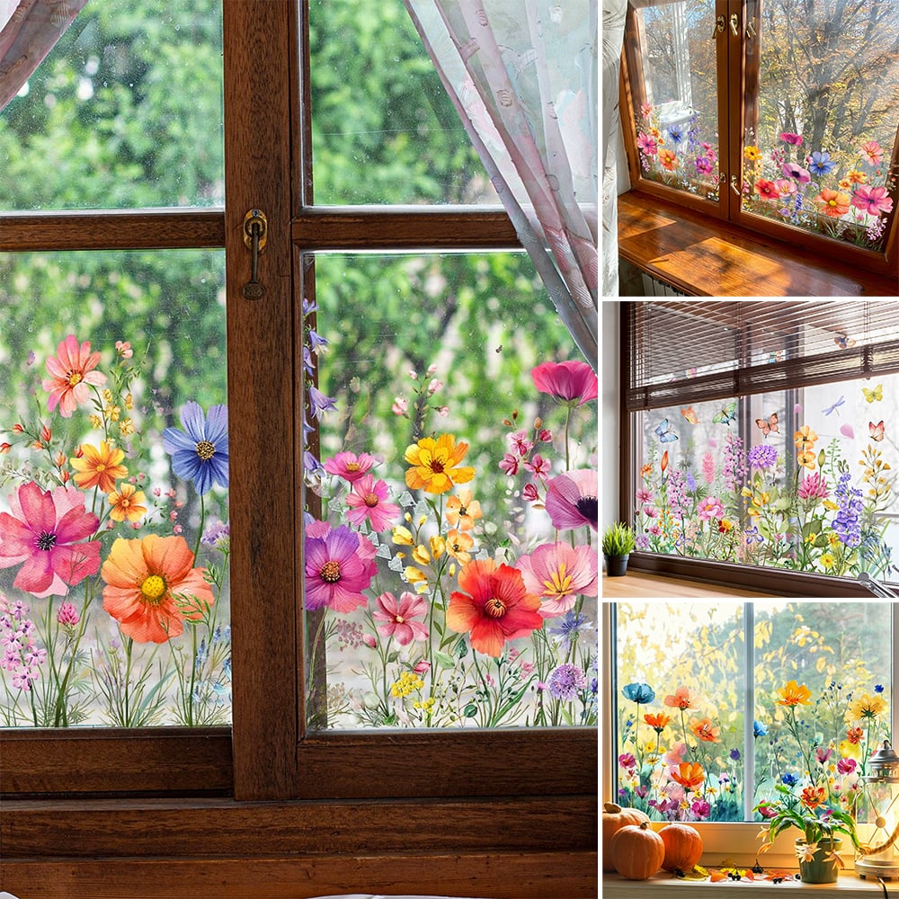 Fensteraufkleber mit Blumen- und Schmetterlingmotiven Zorenza