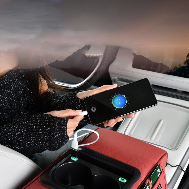 Auto-Mittelarmlehne mit USB-Ladefunktion – Getränkehalter & Stauraum Zorenza