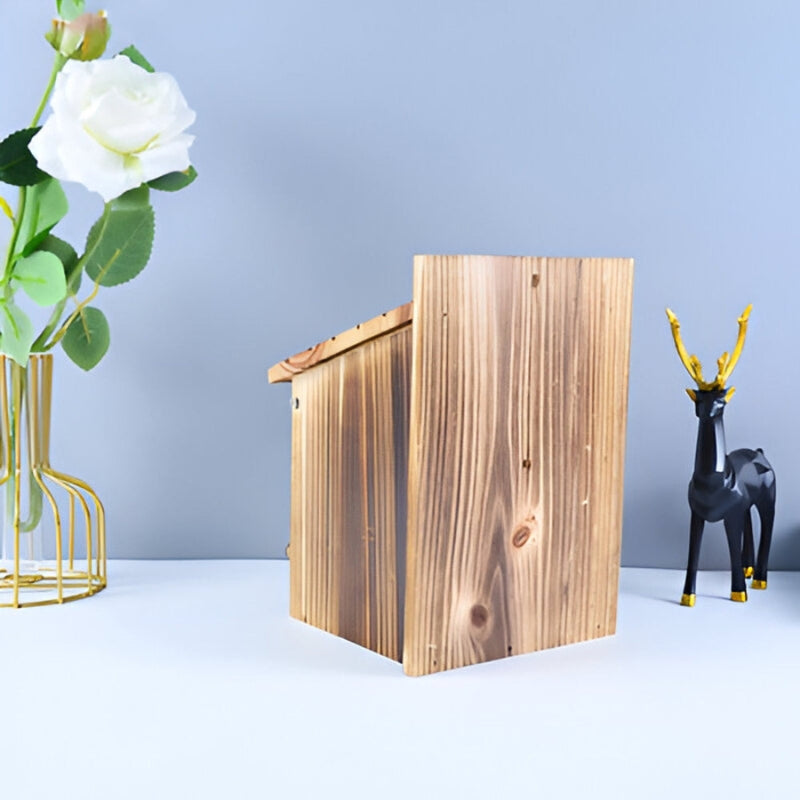 Vogelhaus Holz naturbelassen mit Sitzstange und Aufhängung -    Zorenza