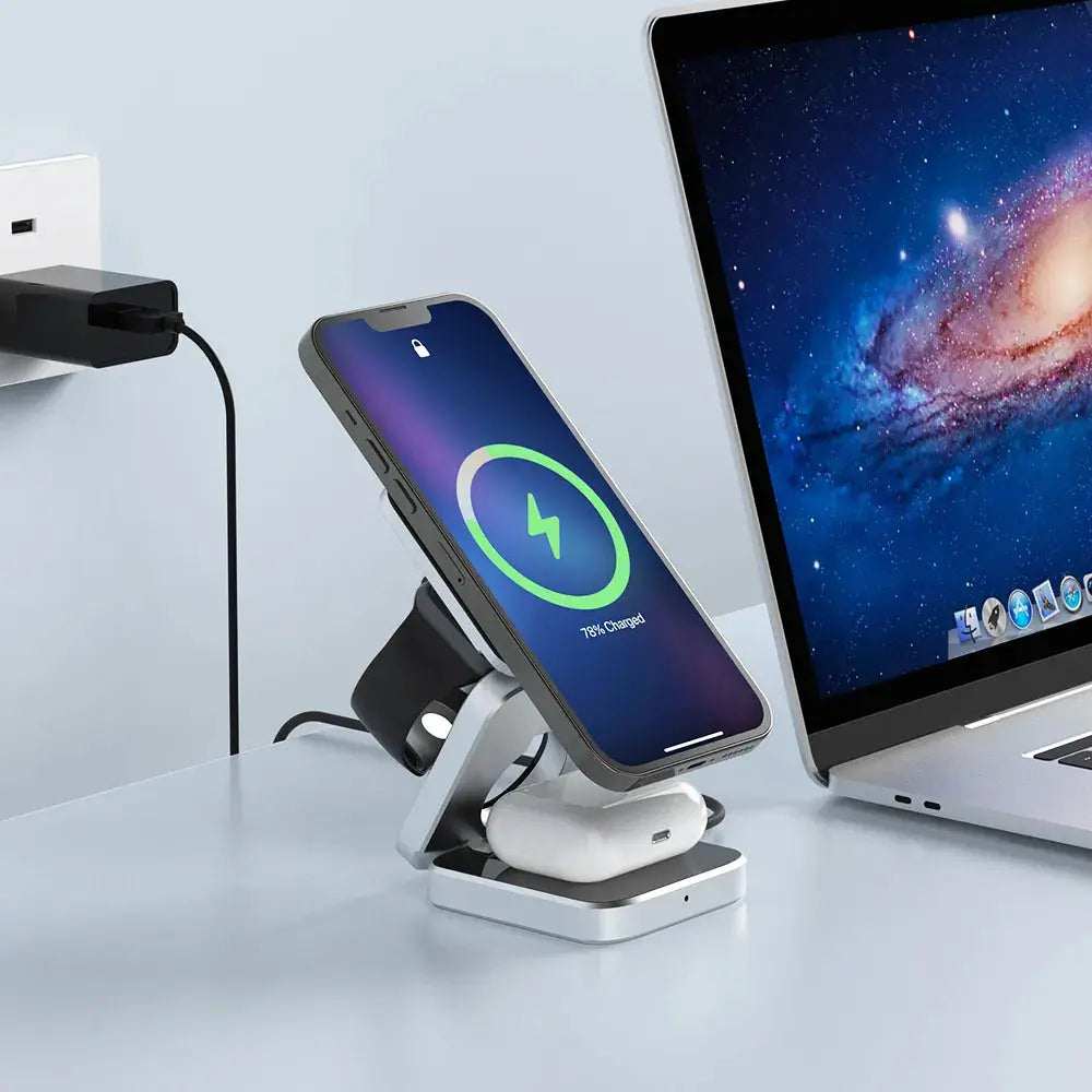3-in-1 Drahtlose Ladestation – Smartphone, Smartwatch und Earbuds Zorenza