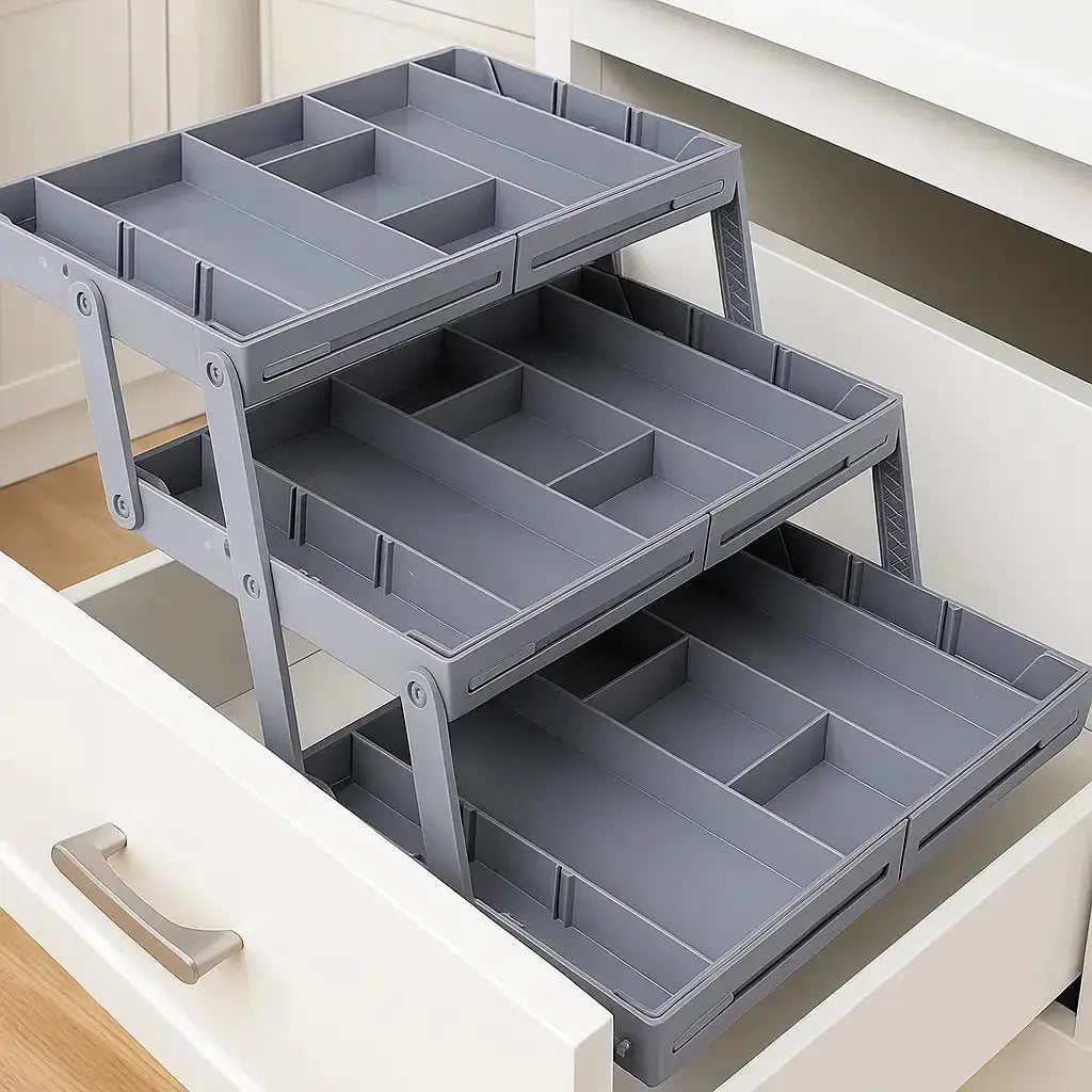3-stufiger Schubladen-Organizer | Erweiterbar & langlebig aus Kunststoff Zorenza