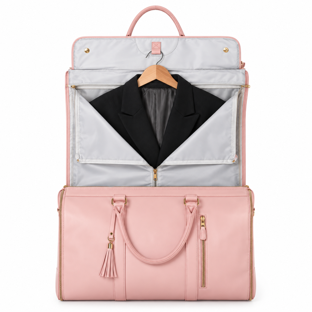 Faltbarer Kleidersack mit Schultergurt – 2-in-1 Reisetasche aus PU, 52 × 25 × 32 cm -    Zorenza
