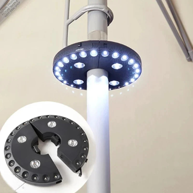 Schirmleuchte LED Batterie – Klemmbar für Sonnenschirm und Stange -    Zorenza