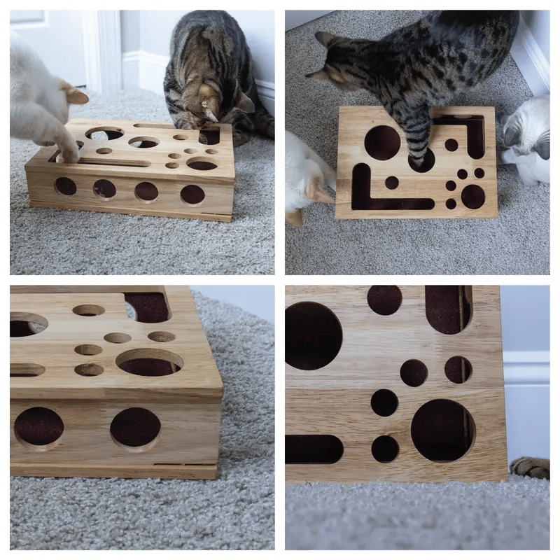 Katzen-Kratzpuzzle aus Eichenholz mit Nagelfeile-Funktion -    Zorenza