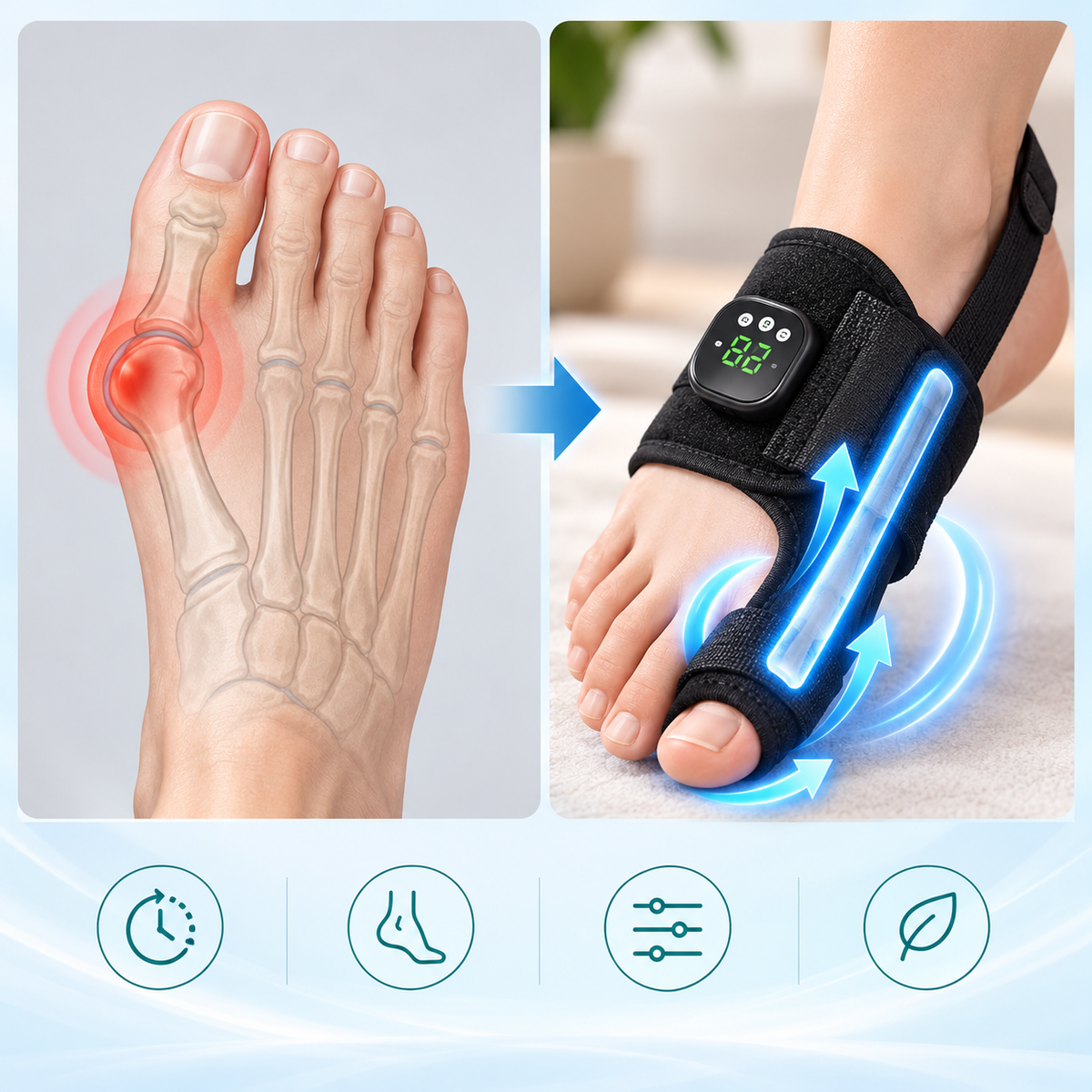 Zehenkorrektur-Bandage mit EMS-Stimulation für Ballenzehen -    Zorenza